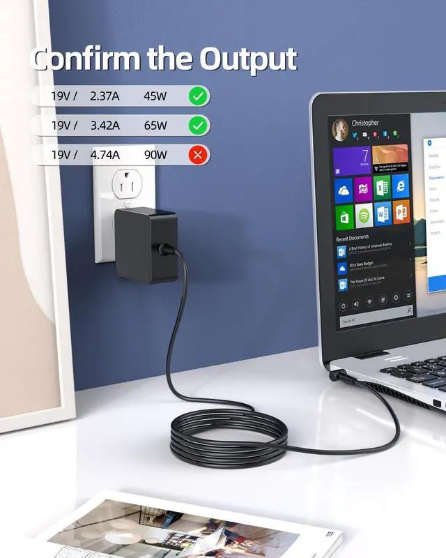 Alt view image 3 of 5 - Charger Fit for MSI PS42 CX62 CX72 Modern 14 A10RB A10M A10RAS Pro 16 Flex 8GL 16T 24X 10M Laptop,Cubi Series 2 3 5 Silent 10M 12M CubiN 8GL Cubi N JSL Mini PC Adapter Power Supply Cord (UL Listed)