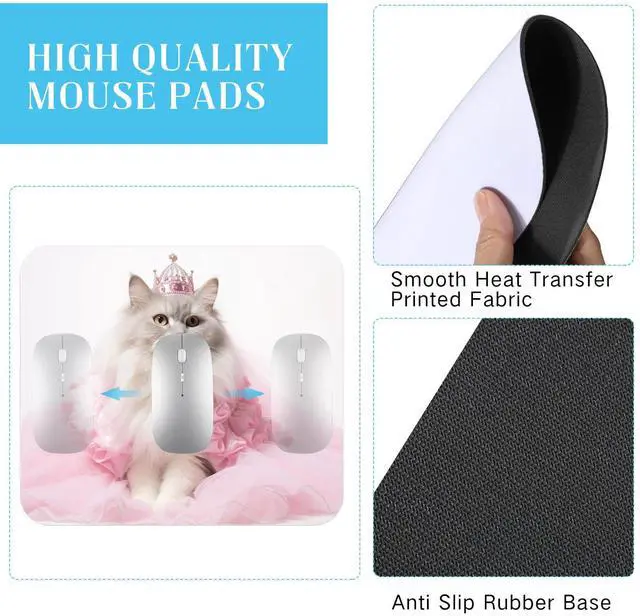 Alt view image 3 of 5 - Nezyo 21 Pieces Sublimation Mouse Pads Blank Mouse Pads for Sublimation Non Slip Rubber Round Rectangle Heart Shaped Mouse Pad for DIY Crafts Transfer Heat Press Printing, AZ-Nezyo-4484