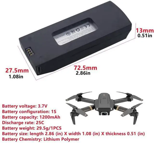 Alt view image 3 of 5 - Accessories 2PCS 3.7V 1200mah Lithium Battery with USB Charging Cable for 4D-V4 4DV4 Aerial Photography Quadcopter Accessories RC Drone