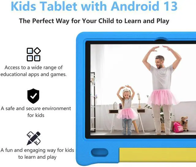 Alt view image 4 of 5 - NOBKLEN 10.1 Inch Kids Tablet with Shockproof Case | Android 14, 64GB+8GB RAM, 12H Battery | Parental Control, Google Kids Space & Preloaded Educational Apps | WiFi 6, HD Display, Ages 3-12