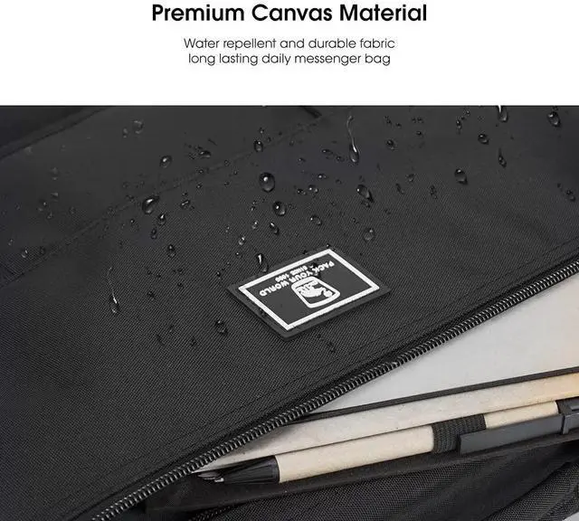 Alt view image 5 of 5 - OIWAS Briefcase for 14 Inch Laptop, Messenger Bag for Men Crossbody School Satchel for Boys Multi Pockets Large Capacity Bag with Removable Shoulder Strap