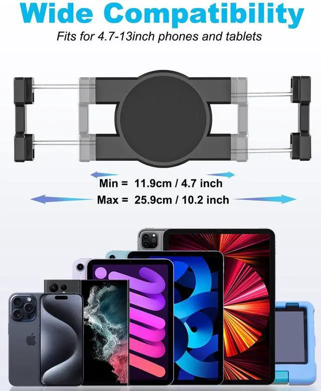 Alt view image 2 of 5 - Phichy Gooseneck Tablet Holder for 4.7"-13" Phone & iPad, Flexible Arm Tablet Bed Stand, Super Stable Clip Tablet Mount for Desk Compatible with iPad Pro/Air/Mini, Galaxy Tabs, iPhone, Tablets
