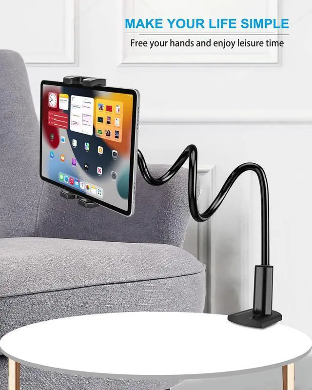 Alt view image 3 of 5 - Phichy Gooseneck Tablet Holder for 4.7"-13" Phone & iPad, Flexible Arm Tablet Bed Stand, Super Stable Clip Tablet Mount for Desk Compatible with iPad Pro/Air/Mini, Galaxy Tabs, iPhone, Tablets