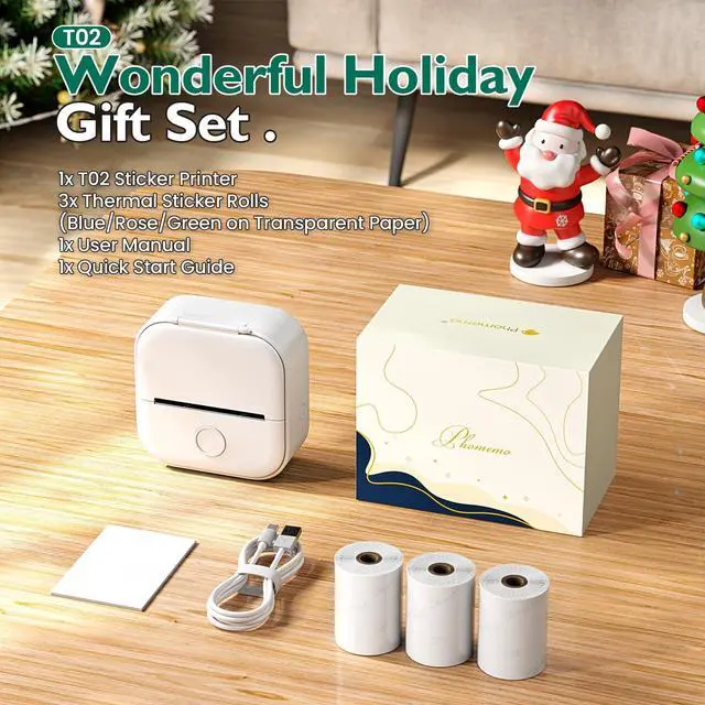 Alt view image 2 of 5 - Phomemo Mini Sticker Printer- Print Pods Thermal Printer T02 Bluetooth Sticker Maker Machine with 3 Rolls Transparent Color Papers, for Study Notes, DIY Stickers, List, White