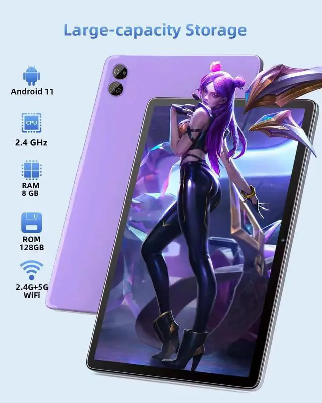 Alt view image 2 of 5 - JXCNSNW 10.1" Inch Android Tablet, 4G LTE Dual SIM, 8GB RAM 128GB Storage,Supports 1TB Micro Card, 1920 1200 Full HD IPS Touchscreen,Dual Camera, WiFi/WLAN/Bluetooth/GPS (Purple, 128 GB)