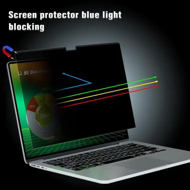 Alt view image 3 of 5 - PYS Privacy Screen for Macbook Pro 14 Inch (2021-2023, M1, M2, M3), Magnetic Privacy Screen Protector for Mac 14.2" (A2779/A2442) Anti Fingerprint, Anti Blue Light, Removable, Easy Installation