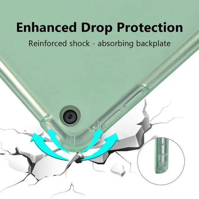 Alt view image 4 of 5 - JOYLAND Cute Frog Printed for 10.2 Inch iPad 9th/7th/8th Generation for iPad 2021/2020/2019 Case with Pencil Holder, Auto Wake/Sleep Foldable, Clear TPU Smart Stand Back Cover for Girls Women Kids