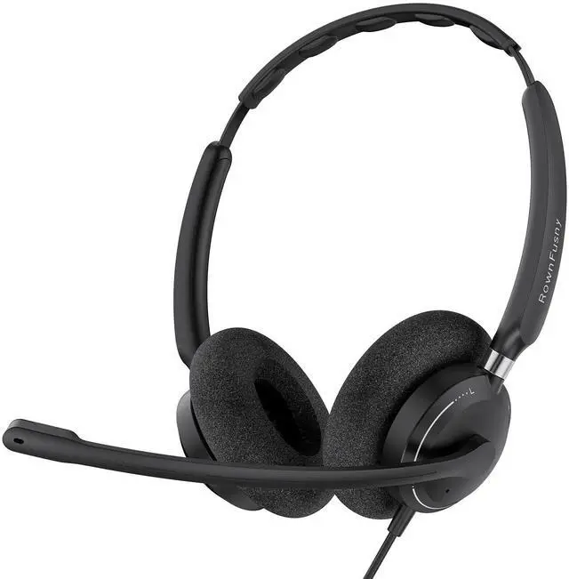 Main image of Headset with Microphone for PC, USB Computer Headsets with Call Answer Button for MS Teams & IP Phones, Wired Headphone with Noise Reduction Microphone, Lightweight Desiqn for All-Day Comfort (Black)