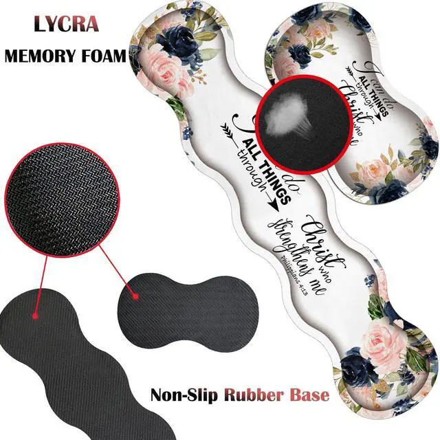 Alt view image 5 of 5 - 4 in 1 Mouse Pad Combo, Large Gaming Mouse Pad + Keyboard Wrist Support + Mouse Wrist Rest + Coaster, Table Pad with Stitched Edge Memory Foam Ergonomic Wrist Pad Set, Bible Phil 4-13 Floral