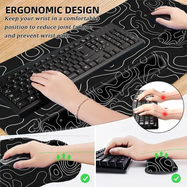 Alt view image 3 of 5 - LATEEFAH Mouse Pad with Wrist Rest, Large Mouse Pad, Ergonomic Gaming Desk Pad Keyboard Wrist Rest Set, 4-in-1 Desk Mat Keyboard Mat for Home, Office