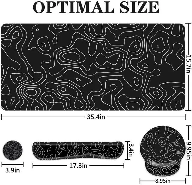 Alt view image 2 of 5 - LATEEFAH Mouse Pad with Wrist Rest, Large Mouse Pad, Ergonomic Gaming Desk Pad Keyboard Wrist Rest Set, 4-in-1 Desk Mat Keyboard Mat for Home, Office