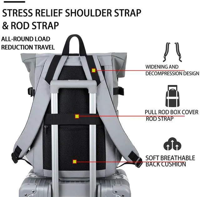 Alt view image 3 of 5 - SAIA TIAN Water-Resistant Commute Expandable Casual Daypack for 13-15.6 inch MacBook, Rucksack for Work Trip,for Men and Women, Complementary products, Black (Grey)
