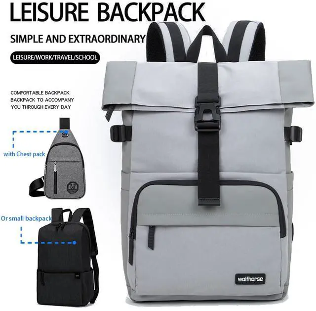 Alt view image 5 of 5 - SAIA TIAN Water-Resistant Commute Expandable Casual Daypack for 13-15.6 inch MacBook, Rucksack for Work Trip,for Men and Women, Complementary products, Black (Grey)