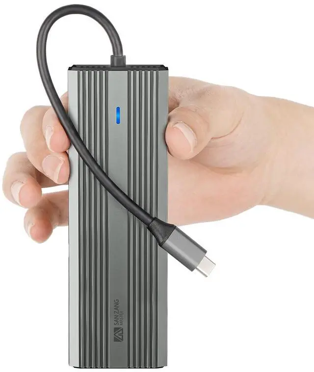 Alt view image 5 of 5 - SANZANG 10-in-1 USB C Docking Station - HDMI Adapter, Ethernet, 100W PD, 3 USB-A 3.0 Ports for MacBook, Steam Deck, iPad, Surface Pro, Chromebook (Grey)