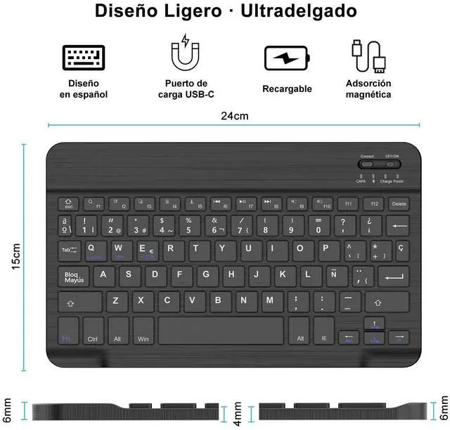 Alt view image 3 of 5 - SENGBIRCH iPad 9th Generation Case with Keyboard (10.2 inch) - Smart Keyboard Folio Case with Pencil Holder, Spanish (Dark Green)