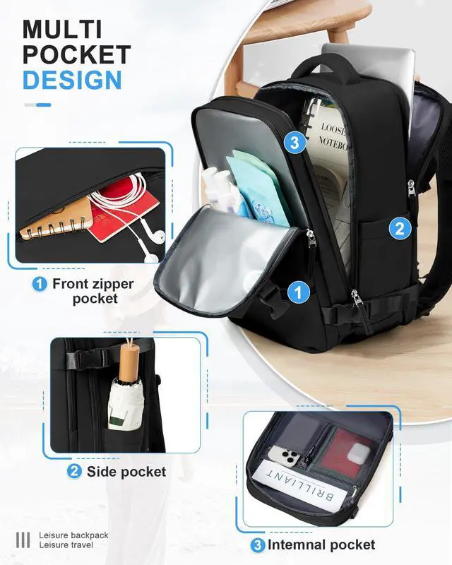 Alt view image 4 of 5 - Small Black Gym Backpack for Women Men, Waterproof Sports Backpack with Expandable Shoe Compartment, Lightweight Travel Backpack Dance Backpack Casual Daypack Gym Bag