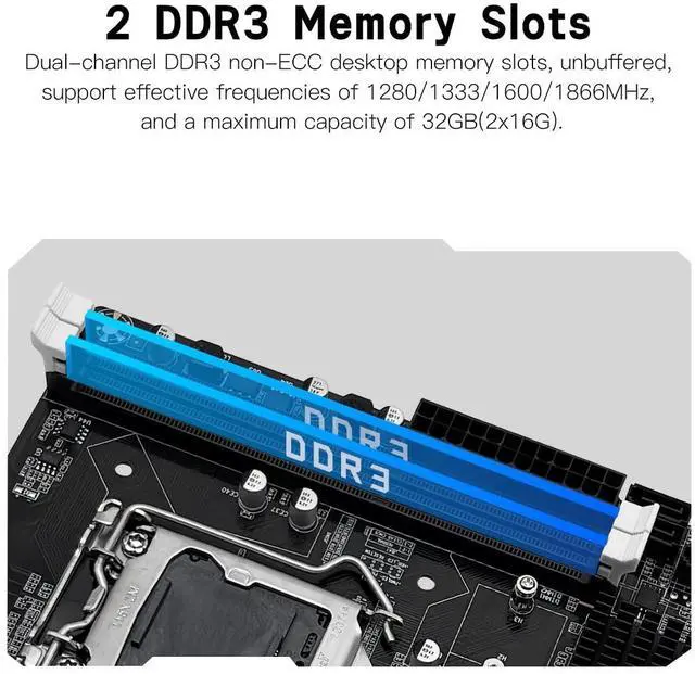 Alt view image 3 of 5 - SHANGZHAOYUAN LGA 1155 Motherboard H61C Gaming Motherboard for Intel 2th/3th Gen i3,i5,i7/Xeon E3 V2/Pentium Series CPUs, DDR3, NVME/NGFF M.2, PCIe X16, 100M LAN, VGA, HDMI-Compatible
