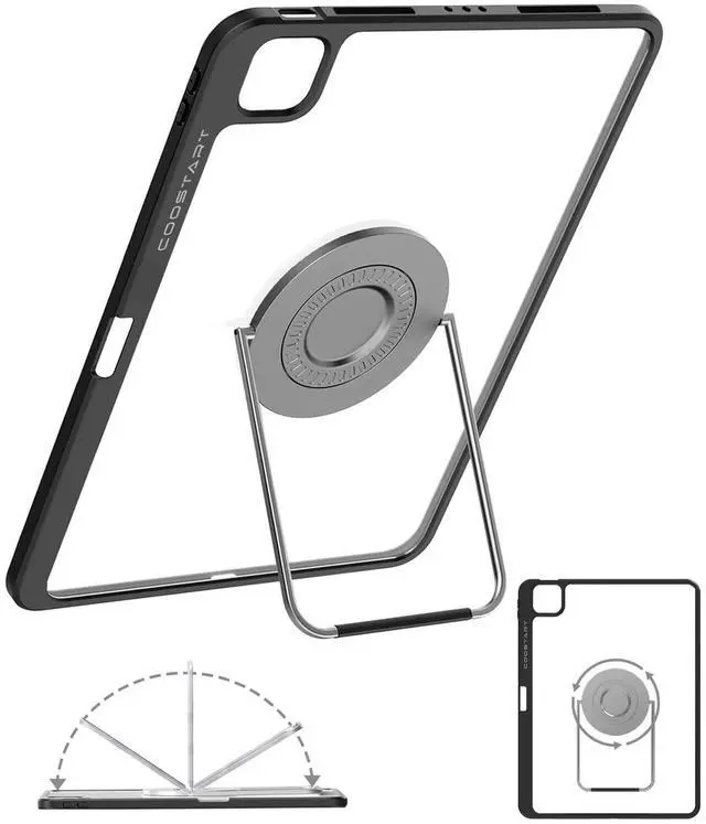 Main image of Rotating Case for iPad Pro 13 inch M4 (2024) with Pencil Holder, 360 Degree Rotating Stand for Portrait/Landscape Modes, Adjustable Viewing Angles, Lightweight Protective Case with Stand, Black