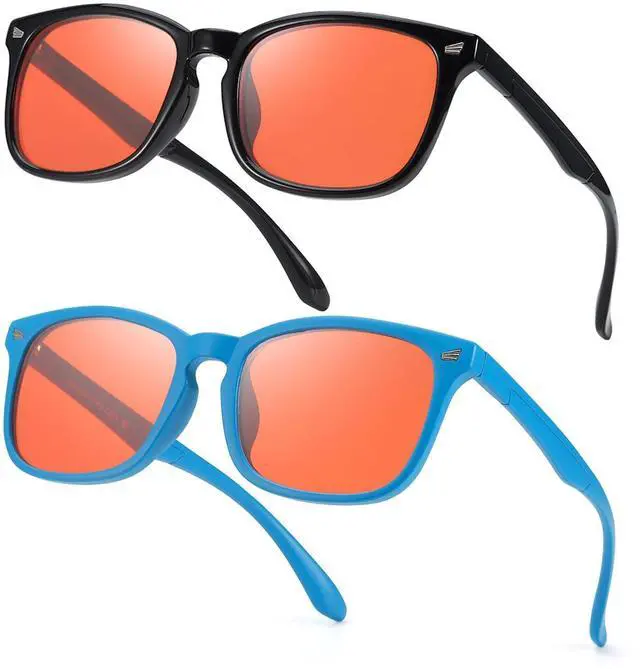 Main image of SODQW 2 Pack Blue Light Blocking Glasses for Women Men Improve Sleep Anti Blue Eyeglass Orange Lens for Computer TV Phone