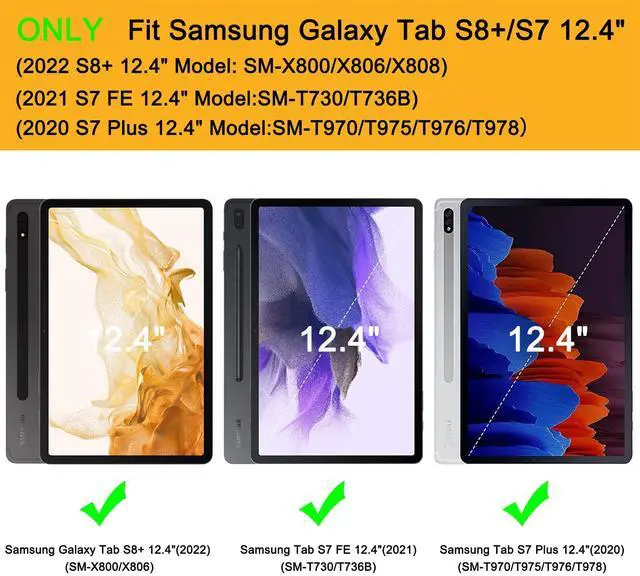 Alt view image 2 of 5 - Soke Galaxy Tab S8+/S7 FE/S7 Plus Case with S Pen Holder [SM-X800/X806/T730/T736B/T970/T975] - Shockproof Stand Folio Case for Samsung Tab S8+ 2022/S7 FE 2021/S7 Plus 2020 12.4" Tablet,Lake Blue