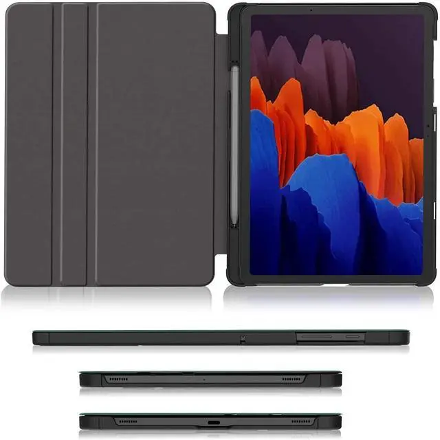 Alt view image 3 of 5 - Soke Galaxy Tab S8+/S7 FE/S7 Plus Case with S Pen Holder [SM-X800/X806/T730/T736B/T970/T975] - Shockproof Stand Folio Case for Samsung Tab S8+ 2022/S7 FE 2021/S7 Plus 2020 12.4" Tablet,Lake Blue