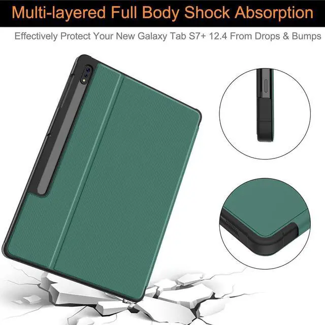 Alt view image 5 of 5 - Soke Galaxy Tab S8+/S7 FE/S7 Plus Case with S Pen Holder [SM-X800/X806/T730/T736B/T970/T975] - Shockproof Stand Folio Case for Samsung Tab S8+ 2022/S7 FE 2021/S7 Plus 2020 12.4" Tablet,Lake Blue