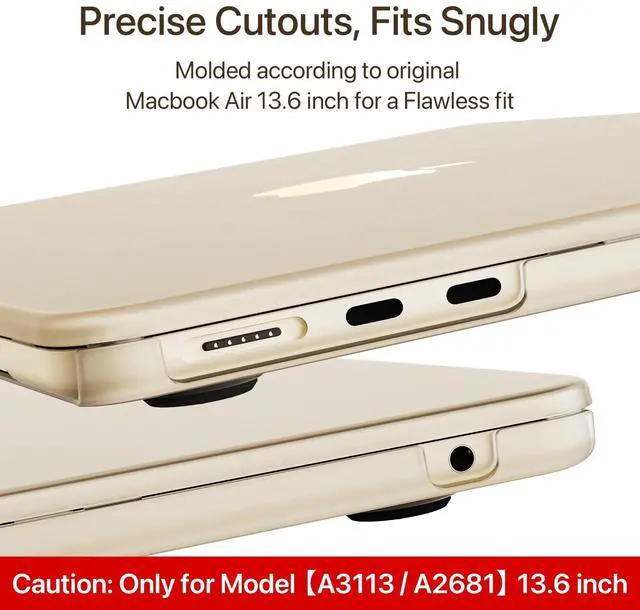 Alt view image 4 of 5 - Soonjet Compatible for MacBook Air 13.6 inch Case M4 M3 M2 2025 2024-2022 Release Model A3240 A3113 A2681, Sturdy Protective Hard Shell Case Cover for MacBook Air M2 13 inch - Starlight Clear