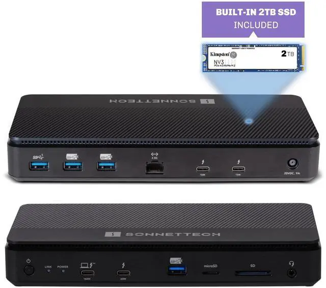 Alt view image 2 of 5 - Sonnet Echo 13 Thunderbolt 5 SSD Dock  Integrated 6000MB/s NVMe Storage, 4 Thunderbolt 5 Ports, 2.5Gb Ethernet, 8K Display  Mac, Windows, Chromebook, iPad Pro (2TB Kingston PCIe 4.0 NVMe SSD)