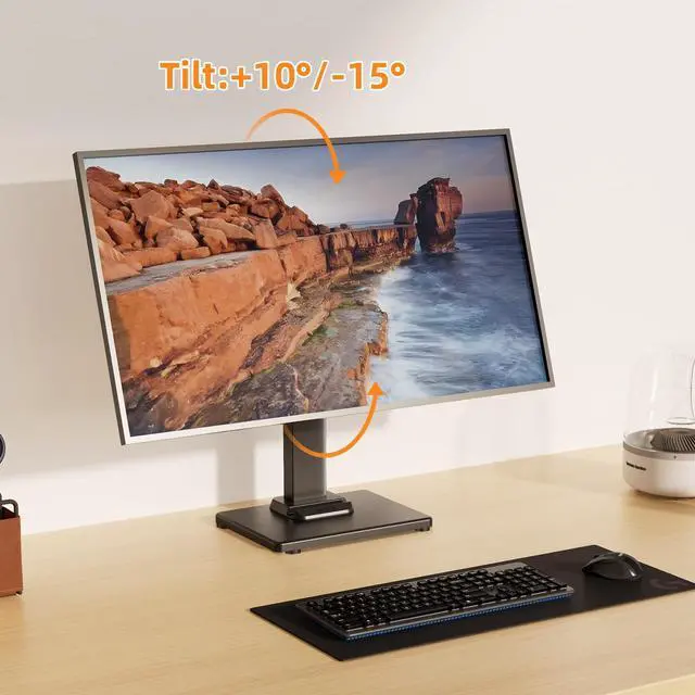 Alt view image 4 of 5 - suptek Single LCD Computer Monitor Free-Standing Desk Stand Mount Riser for 13 inch to 43 inch Screen with Swivel, Height Adjustable, Rotation, 50,75& 100mm Vesa Base Stand, Black