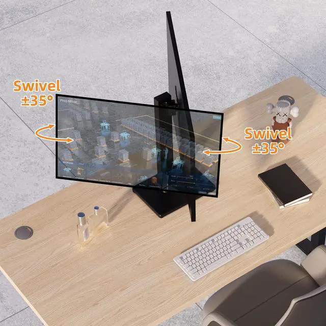 Alt view image 5 of 5 - suptek Single LCD Computer Monitor Free-Standing Desk Stand Mount Riser for 13 inch to 43 inch Screen with Swivel, Height Adjustable, Rotation, 50,75& 100mm Vesa Base Stand, Black