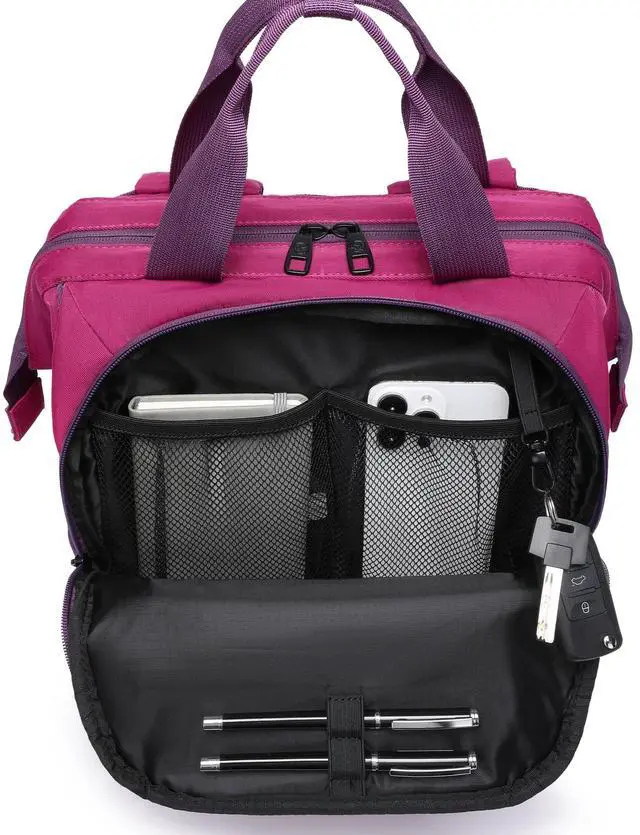 Alt view image 4 of 5 - SUNNY BIRD Laptop Backpack, 15.6 Inch Laptop Work Bag, Wide Open Casual Daypack for Women, Men and Adult (Purple)