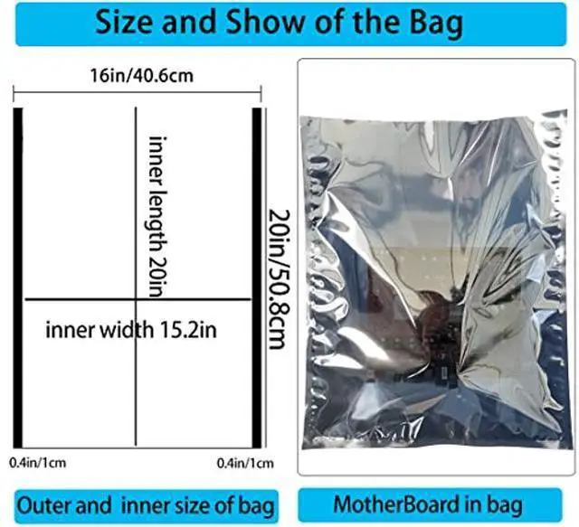 Alt view image 2 of 5 - Anti Static Bags,10pcs 16x20in Open Top Extra Large ESD Shielding Bags,Anti-static Bag for Large Motherboard,GPU,Graphics Card and Electronic Device