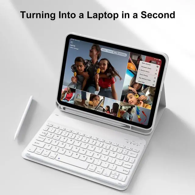 Alt view image 5 of 5 - SZPSGC for iPad (A16) 11th/10th Generation Case with Keyboard, 11 Inch/10.9 Inch iPad (2025/2022), Detachable Wireless Bluetooth Keyboard, Stand Folio Cover with Pencil Holder, Grey