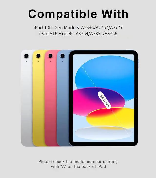 Alt view image 2 of 5 - SZPSGC for iPad (A16) 11th/10th Generation Case with Keyboard, 11 Inch/10.9 Inch iPad (2025/2022), Detachable Wireless Bluetooth Keyboard, Stand Folio Cover with Pencil Holder, Grey