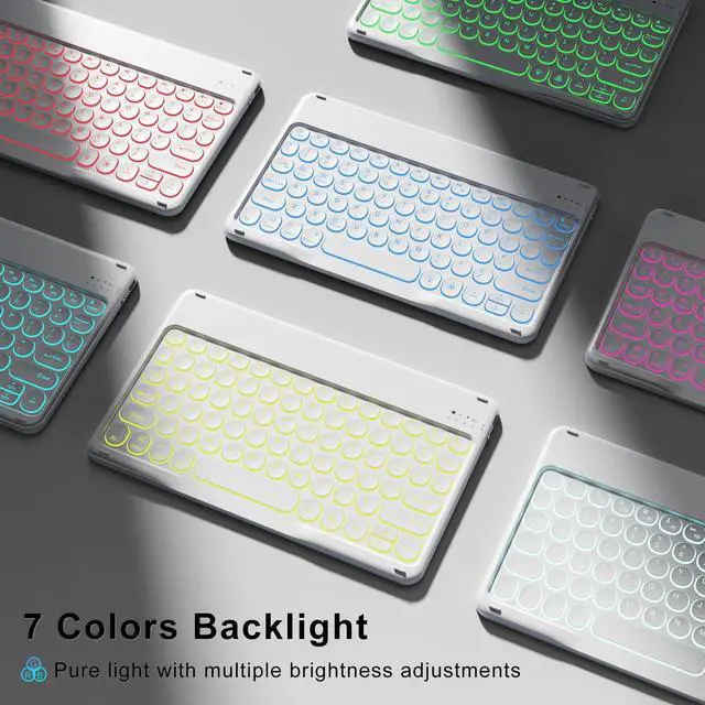 Alt view image 4 of 5 - SZPSGC Case for iPad 9th/8th/7th Generation with Keyboard 10.2 Inch 2021/2020/2019, 7 Colors Backlit Detachable Keyboard, Soft TPU Back Folio Stand Cover with Pencil Slots, Black