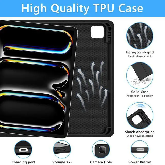 Alt view image 5 of 5 - TaIYanG Keyboard Case for iPad Pro 11-inch (M4) 2024 Model (A2836/A2837/A3006), Detachable Magnetic Bluetooth Keyboard Case with Pencil Holder - Flip Stand Cover for iPad Pro 11 Inch(Black)