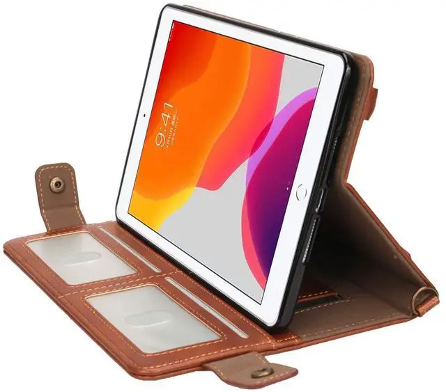 Alt view image 3 of 5 - Handbag Case for iPad Mini 7.9" Series, iPad Mini 4/Mini 5 Case, Techcircle Lightweight Folio Stand Crossbody Wallet Case with Pencil Holder, Hand Strap & Shoulder Strap Soft Protective Cover, Coffee