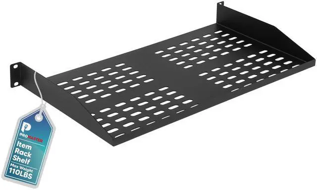 Main image of ProMaster Server Vented Shelf - 19 Inches, 10'' Deep, 1U Universal Integration Server Vented Rack Mounting Tray for Consistent Airflow, Cantilever Mount, Device and Equipment Wall Mounting - Black