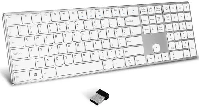 Main image of TIETI K01R Wireless Keyboard, 2.4G Slim and Compact Wireless Keyboard with Numeric Keypad, Long Battery Life, Lag-Free for PC Laptop Computer Windows, Silver