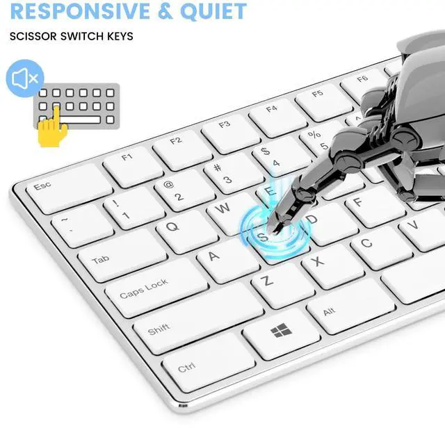 Alt view image 4 of 5 - TIETI K01R Wireless Keyboard, 2.4G Slim and Compact Wireless Keyboard with Numeric Keypad, Long Battery Life, Lag-Free for PC Laptop Computer Windows, Silver