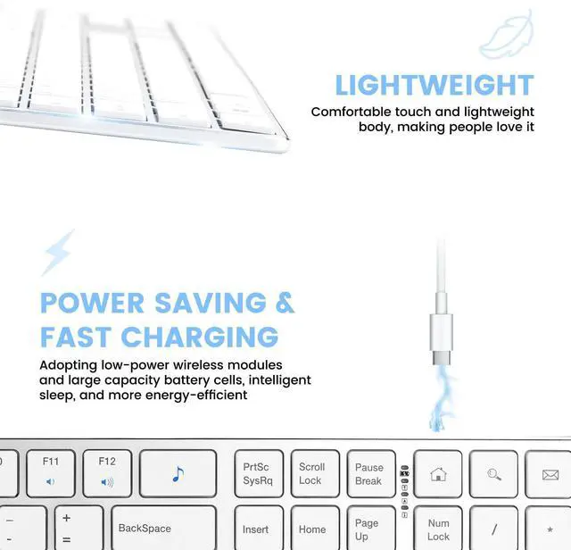 Alt view image 5 of 5 - TIETI K01R Wireless Keyboard, 2.4G Slim and Compact Wireless Keyboard with Numeric Keypad, Long Battery Life, Lag-Free for PC Laptop Computer Windows, Silver