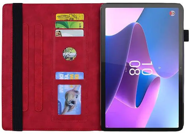 Alt view image 3 of 5 - TIPOYOROO Case for Samsung Galaxy Tab S10 Plus 2024 (X820/SM-X826B)/S9 Plus (X810/X816) /S9 FE+(X610/X616) 12.4 Inch 2023 PU Leather Folio Cover Multi-Angle Viewing Auto Sleep/Wake Function- Red