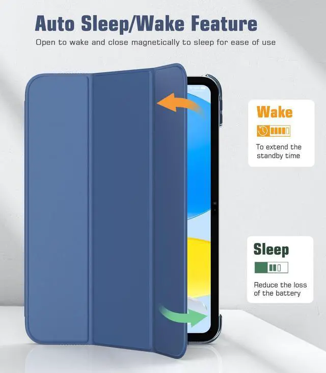 Alt view image 5 of 5 - TiMOVO Case for iPad 10th Generation Case 2022, Slim Stand Cover for iPad 10th Gen 10.9 inch, Support Touch ID, Auto Wake/Sleep Smart Shell with Translucent Back, Abyss Blue + Black