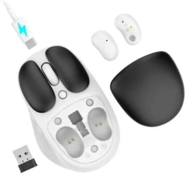 Main image of TMICE W2 Wireless Bluetooth Mouse with Earphone Combo - Bluetooth 5.0, 5 Adjustable DPI, Long Battery Life Up to 60 Hours, Black
