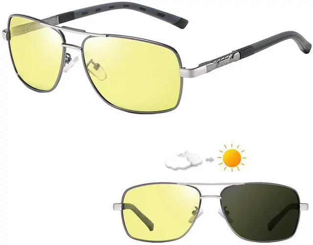 Main image of ToPanda Foldable Vision Glasses, UV400 protection, Polarized lenses, Anti-Blue Light, Anti-Glare, photochromic lenses, Unisex. (Silver-Night-Unfold)