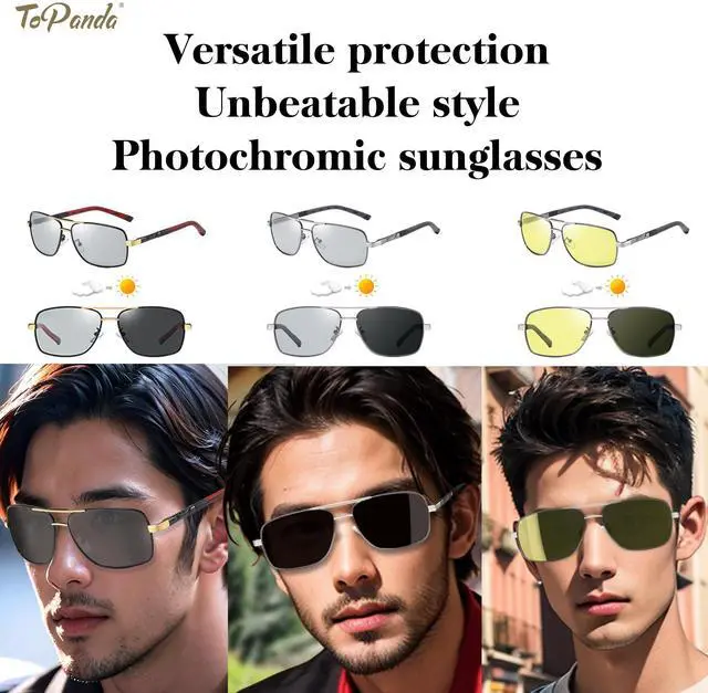 Alt view image 2 of 5 - ToPanda Foldable Vision Glasses, UV400 protection, Polarized lenses, Anti-Blue Light, Anti-Glare, photochromic lenses, Unisex. (Silver-Night-Unfold)