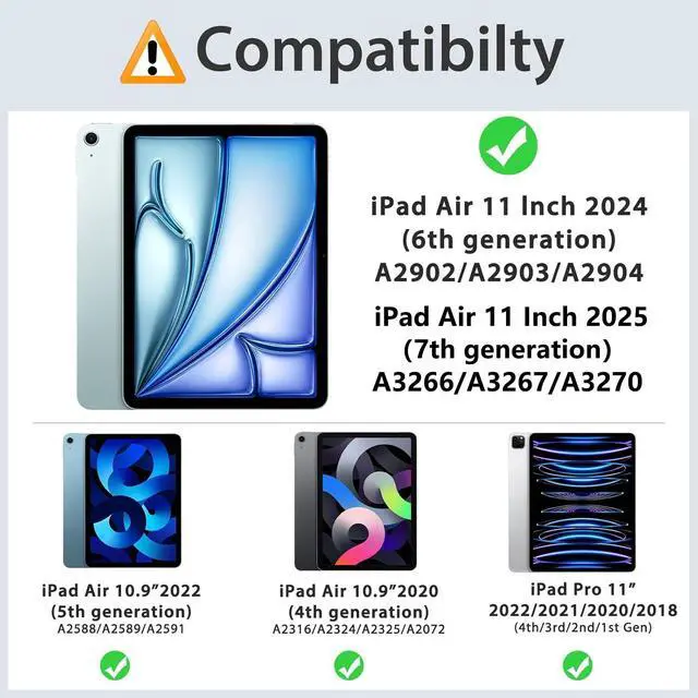 Alt view image 2 of 5 - TSQQST Case for iPad Air 11 Inch M3 M2 2025 2024 7th/6th/5th/4th Generation 10.9" w/Screen Protector | Heavy Duty Rugged 360deg Rotate Stand Case with Hand/Shoulder Strap, Red