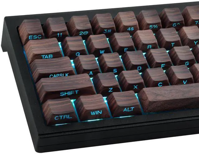 Main image of Tsungup Custom Keycaps 75 Percent,PBT Side Print 136 Keys Retro Brown Key caps Wooden Walnut Textures Keycap Set,Shine Through Duy Sub Cherry Profile Keyboard Keycaps