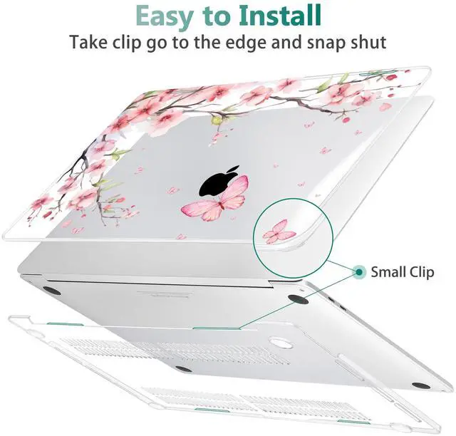 Alt view image 3 of 5 - Tuiklol Case for 2022 MacBook Pro 13 Inch M2 Clip, 2021 2020 Release M1 A2338 A2289 A2251, Hard Shell Case for MacBook Pro 13.3" with Touch Bar Fits Touch ID and Retina Display, Plum Blossom