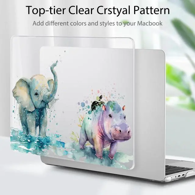 Alt view image 3 of 5 - Tuiklol for 2025 2024 2023 MacBook Air 15 inch Case M4 M3 M2 Chip, Model A3241 A3114 A2941 Hard Shell Case with Keyboard Cover & Screen Protector for MacBook 15.3'' Cover,Elephant and Hippo